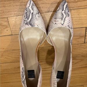 White House Black Market Pink Snake-Print Pointed-Toe Flats
